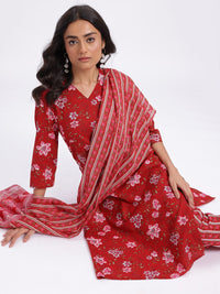 Anouk Women Indie Floral Pure Cotton Kurta with Trousers & Dupatta