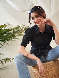 Atasan Gaya Baju Georgette Lengan Puff SASSAFRAS