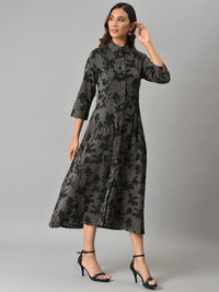 W Floral Printed Midi Cotton Dress