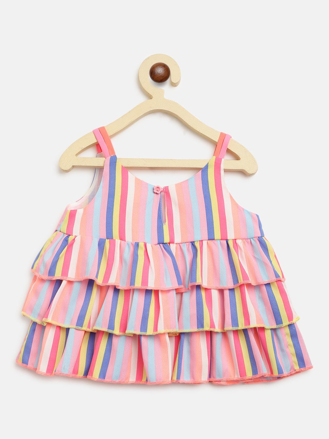 Nauti Nati Girls Pink & Grey Striped Top with Shorts