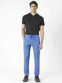 RARE RABBIT Men Monter Drawstring Striped Pure Cotton Slim Fit Mid Rise Trouser