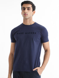 RARE RABBIT Men Burke Typography Printed Cotton Slim Fit T-Shirt