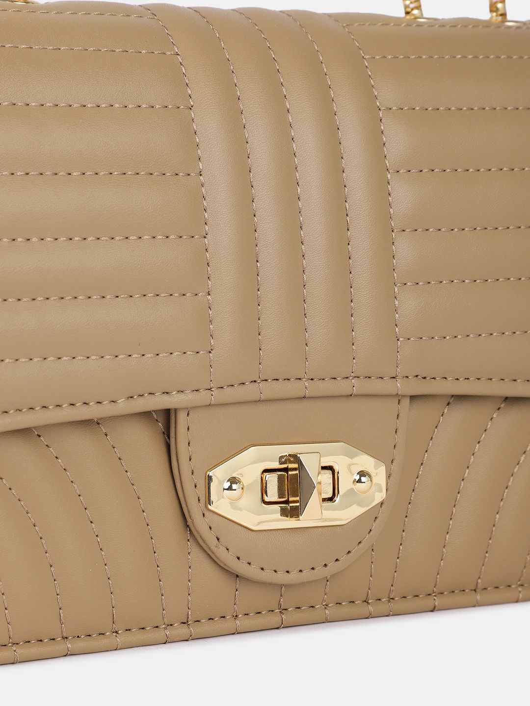 DressBerry Textured Structured Shoulder Bag with Quilted