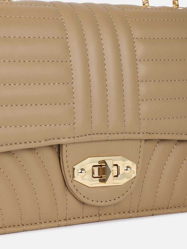 DressBerry Textured Structured Shoulder Bag with Quilted