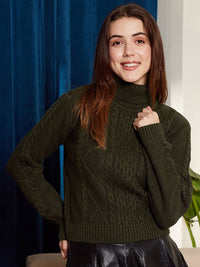 Berrylush Cable Knit Turtle Neck Acrylic Pullover Sweater