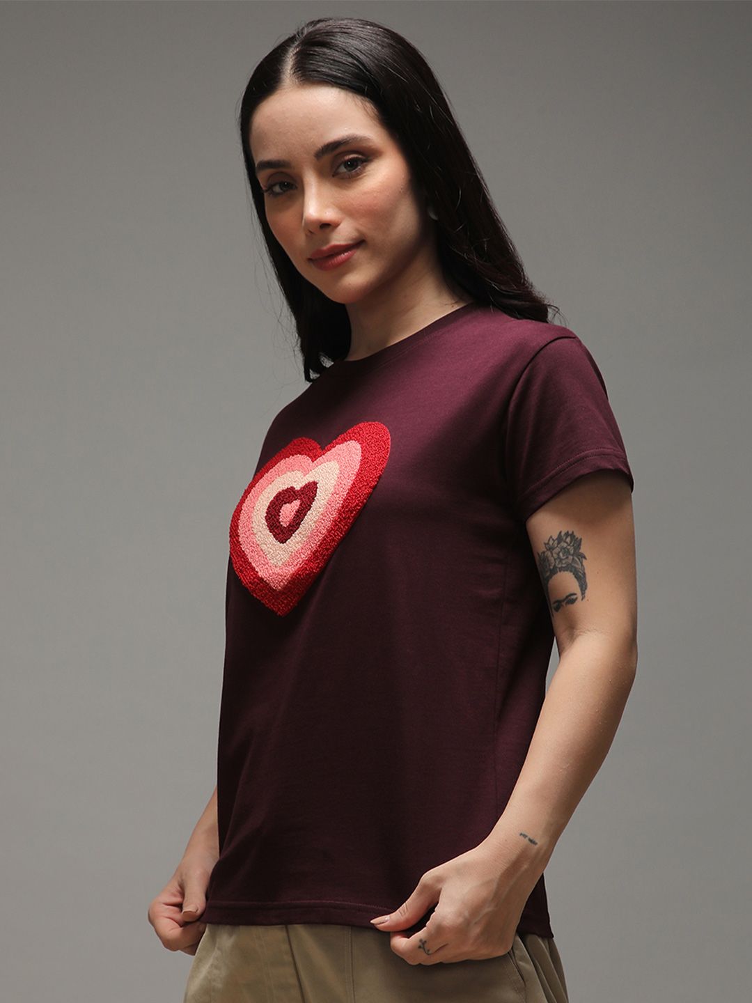 DILLINGER Women Regular Fit Crew Neck Puff Print Tshirt