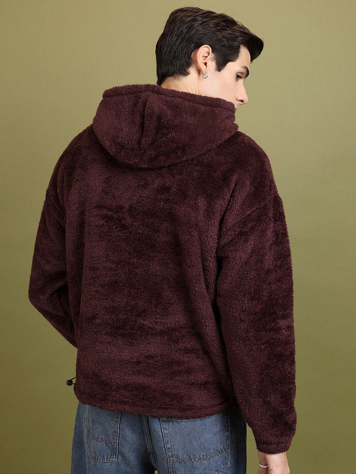 HIGHLANDER Graphic Printed Over Sized Drop Shoulder Hooded Neck Pullover Sweatshirt