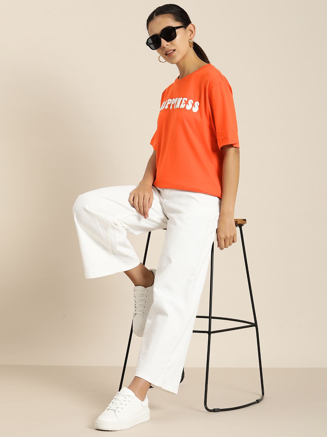 DILLINGER Typography Printed Oversized Longline Pure Cotton T-shirt