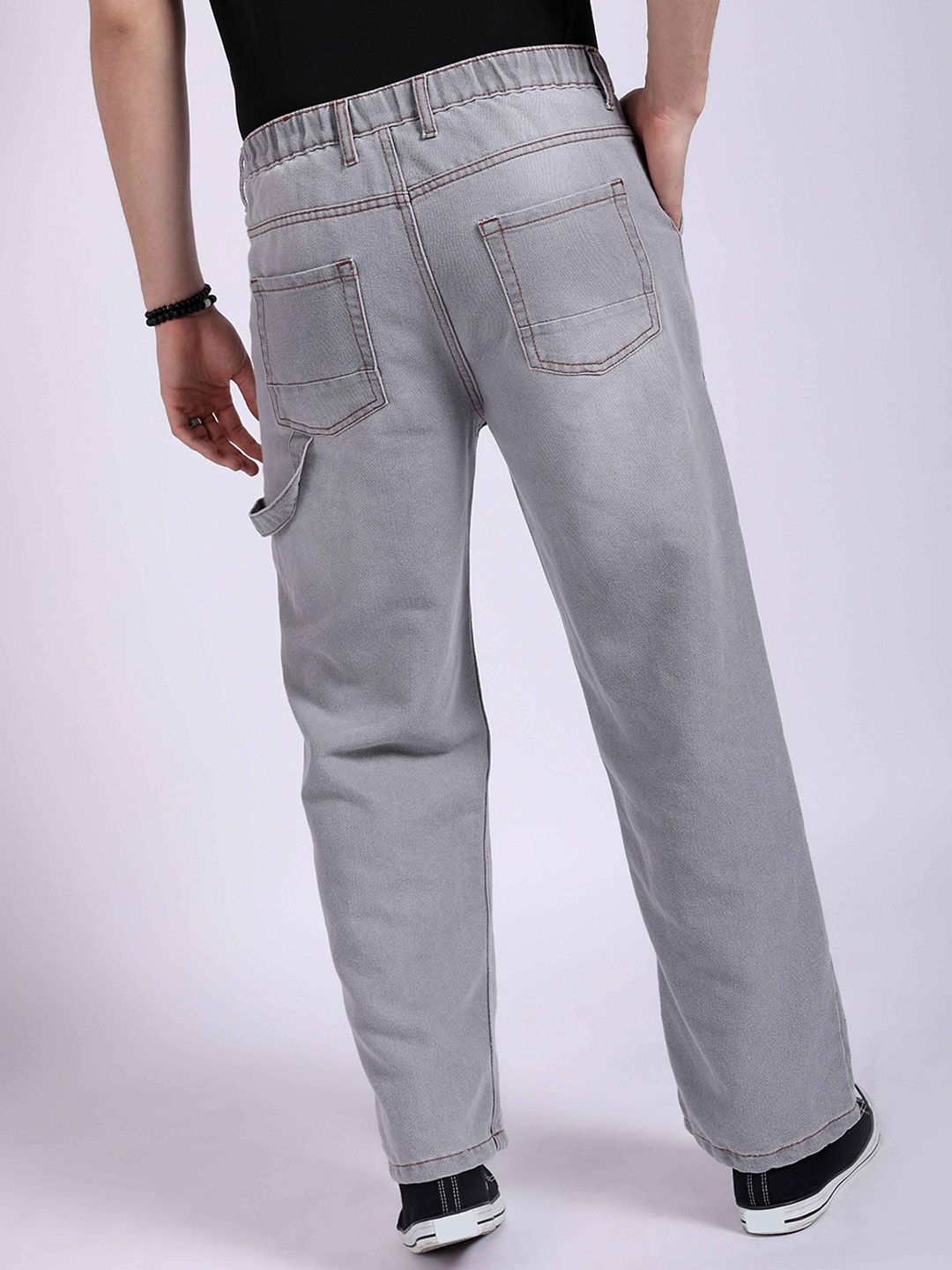 The Indian Garage Co Men Baggy Relaxed Fit Mid Rise Cotton Jeans