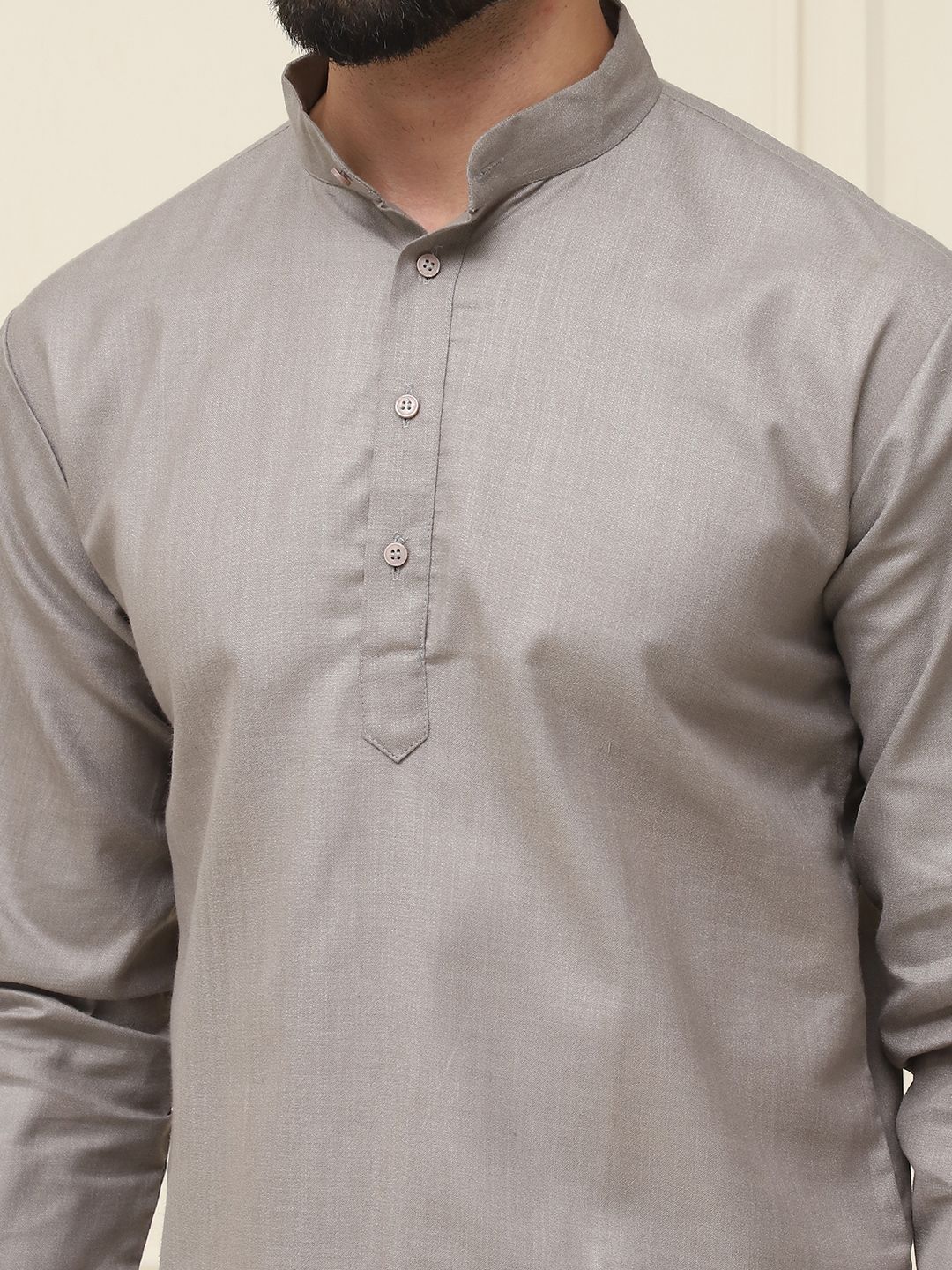 SOJANYA Men Grey Thread Work Kurta
