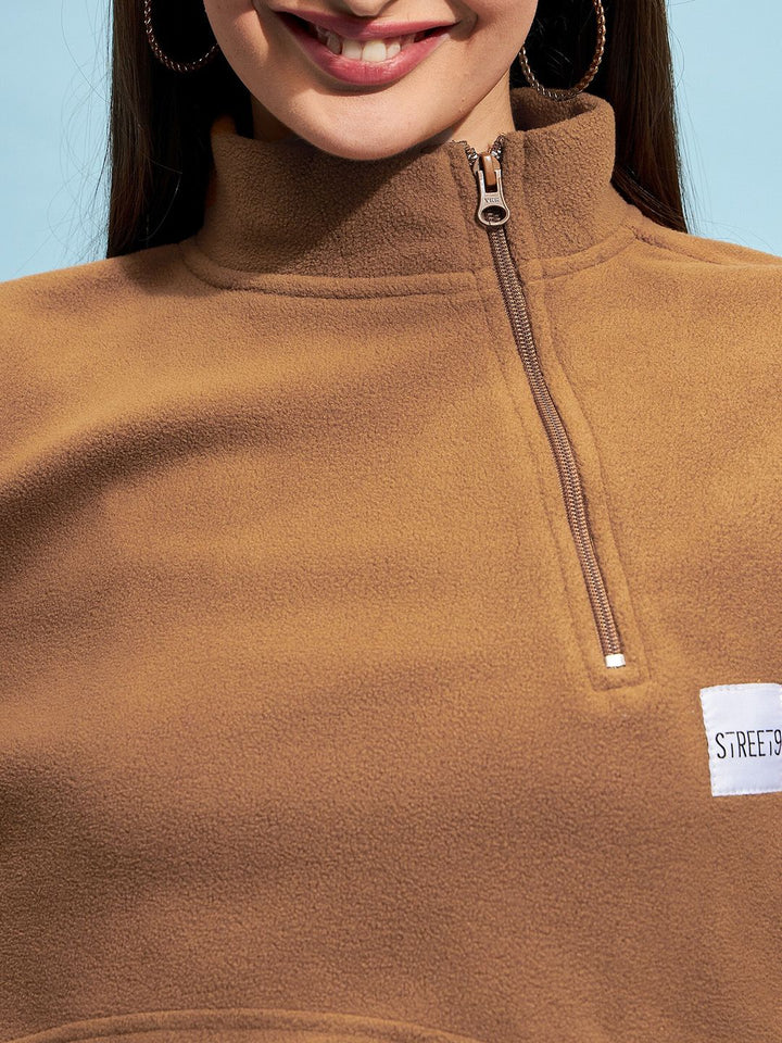 STREET 9 High Neck Crop Sweatshirt