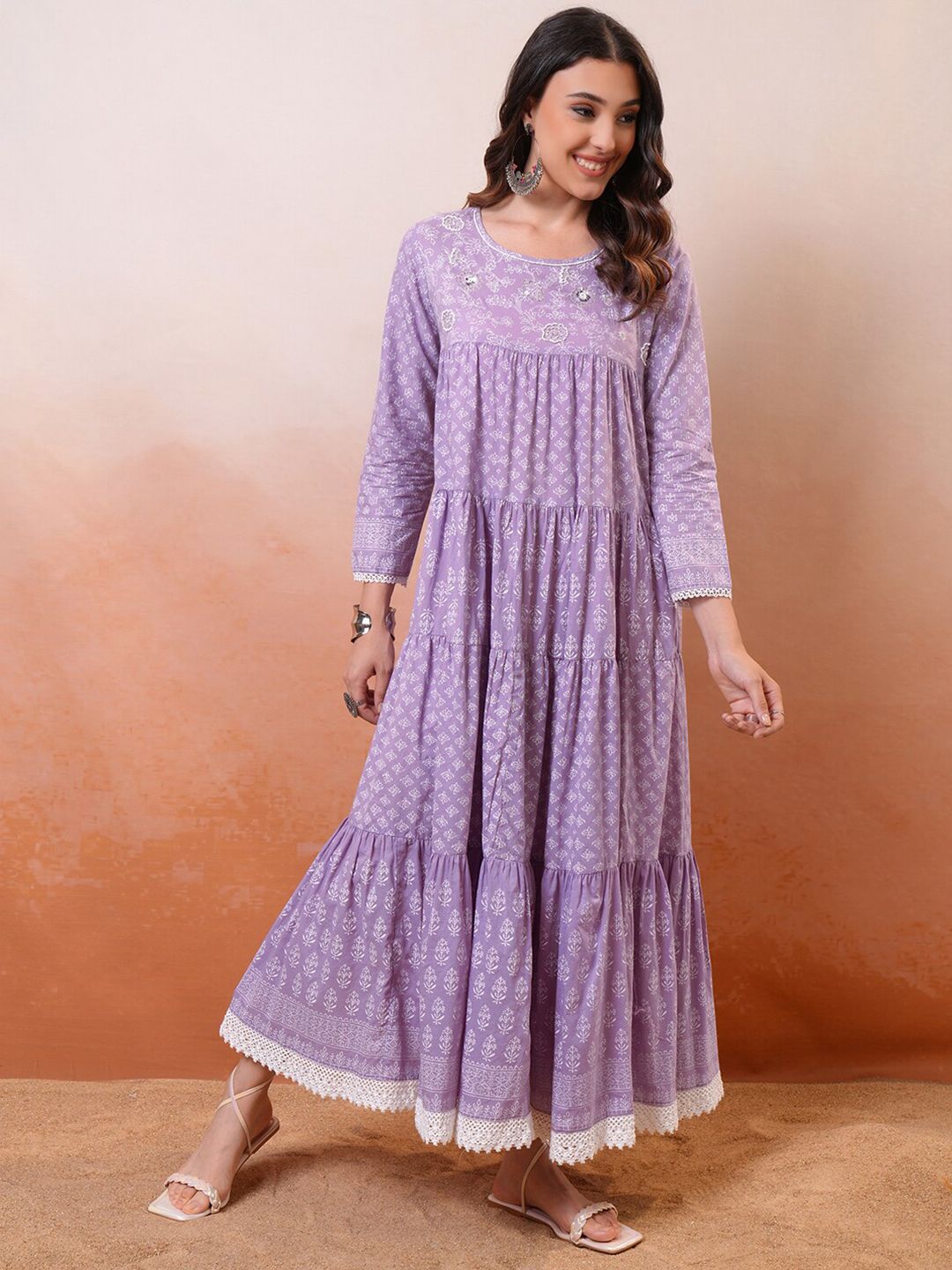 Vishudh Women Floral Print Maxi Midi Dress