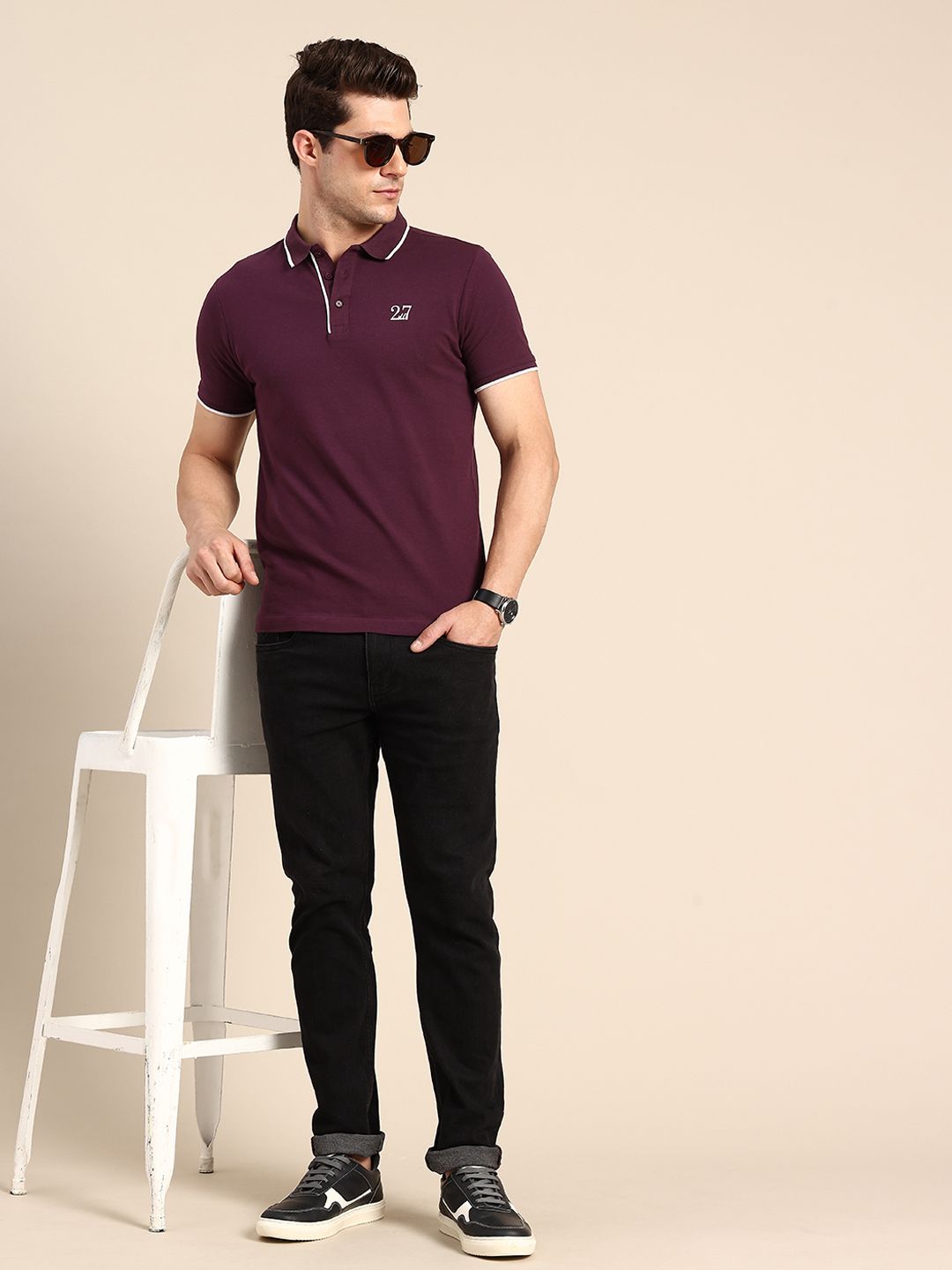 Being Human Pure Cotton Polo Collar T-shirt