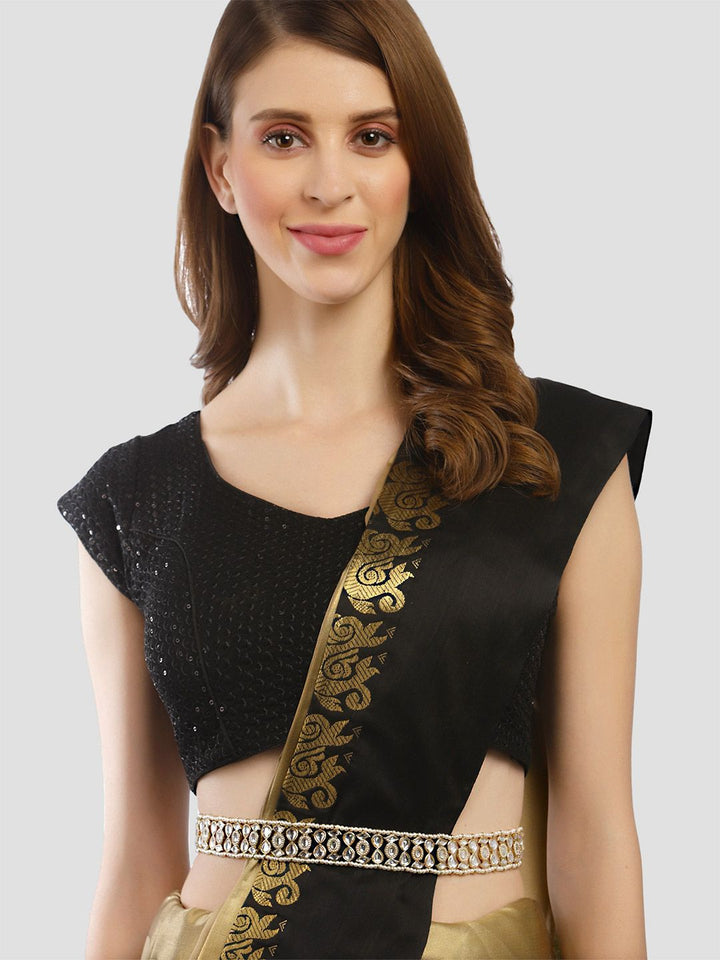 Karatcart Gold-Plated White Kundan-Studded & Pearl Beaded Waist Chain