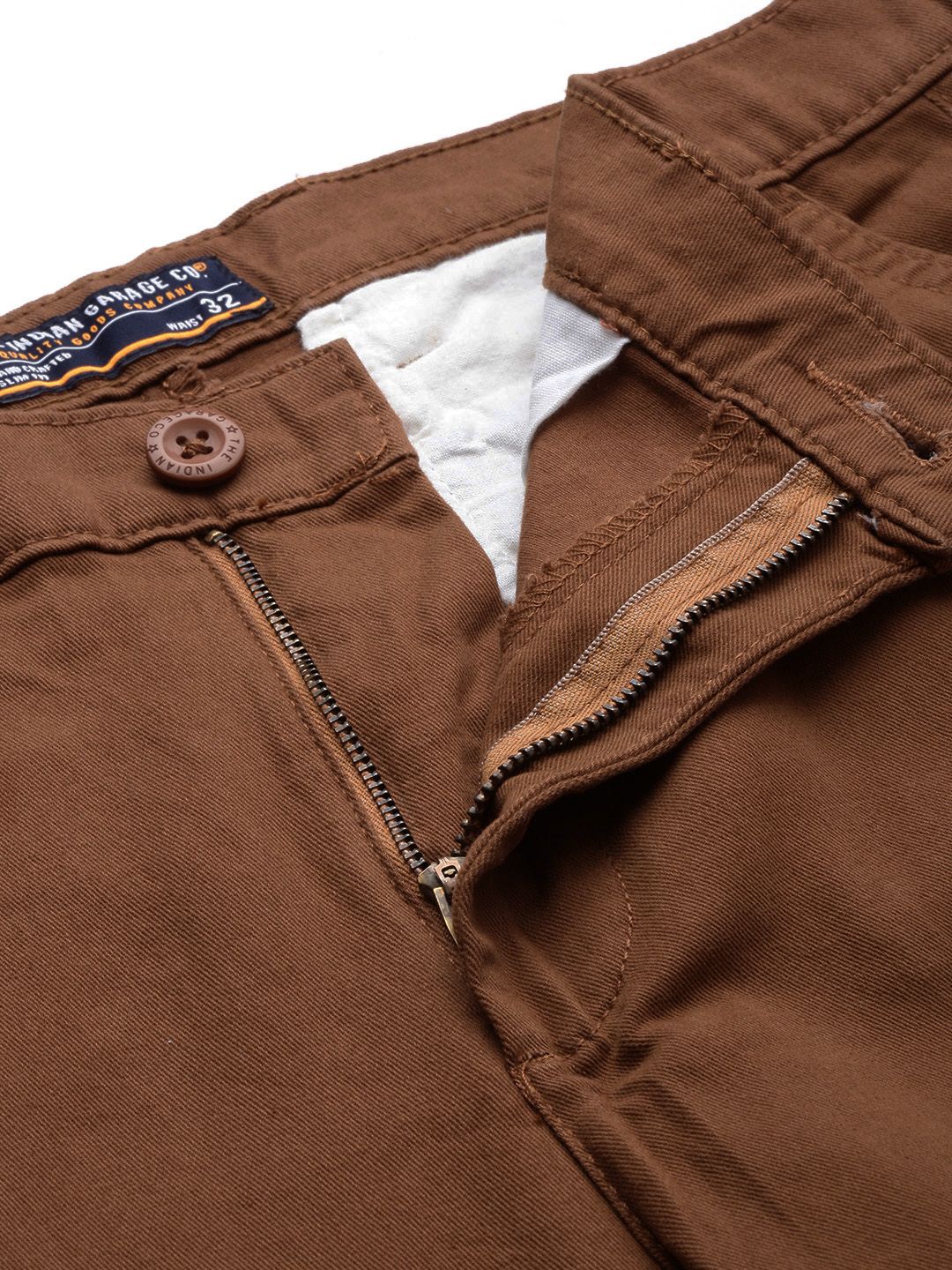 The Indian Garage Co Men Brown Slim Fit Cargos Trousers