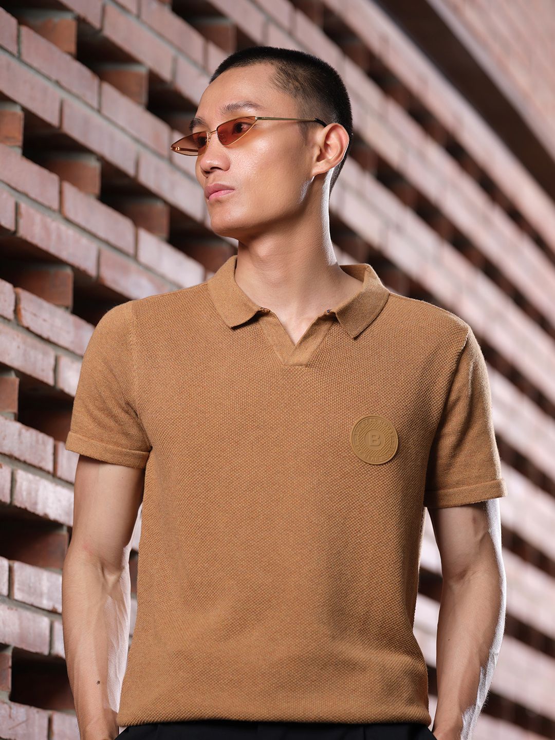 THE BEAR HOUSE Ardor Edition Men Brown Polo Collar Slim Fit T-shirt