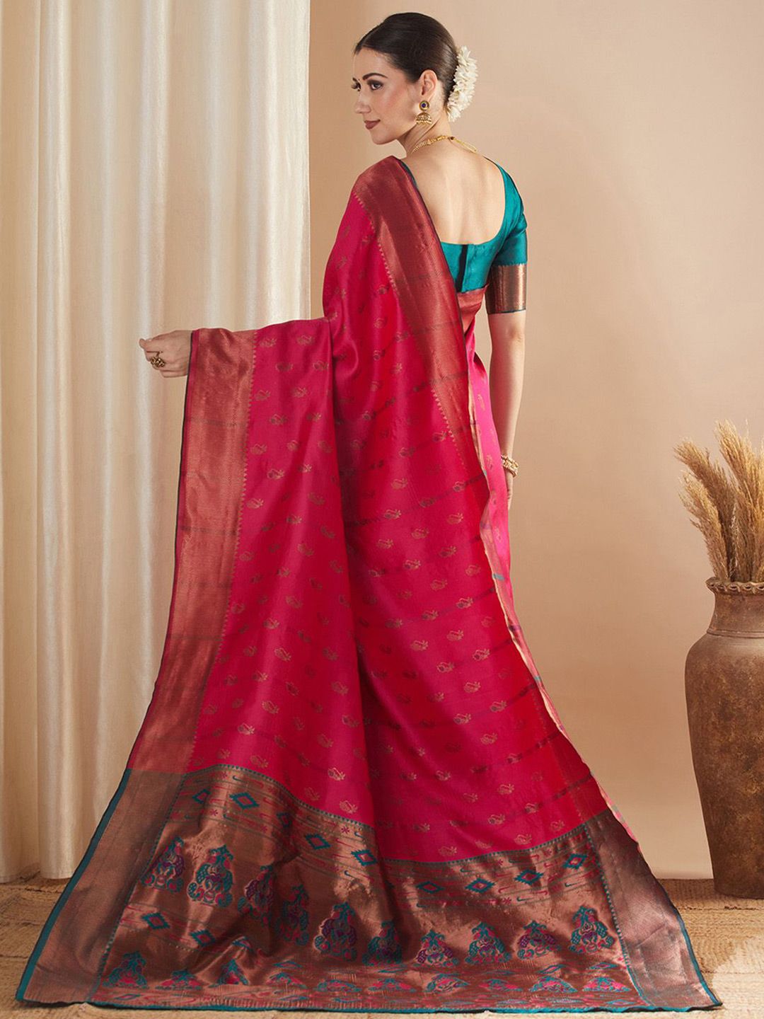 Saree mall Ethnic Motifs Zari Paithani Sarees