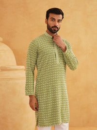 SOJANYA Kurta Kapas Tulen Sulam Geometrik Labuci