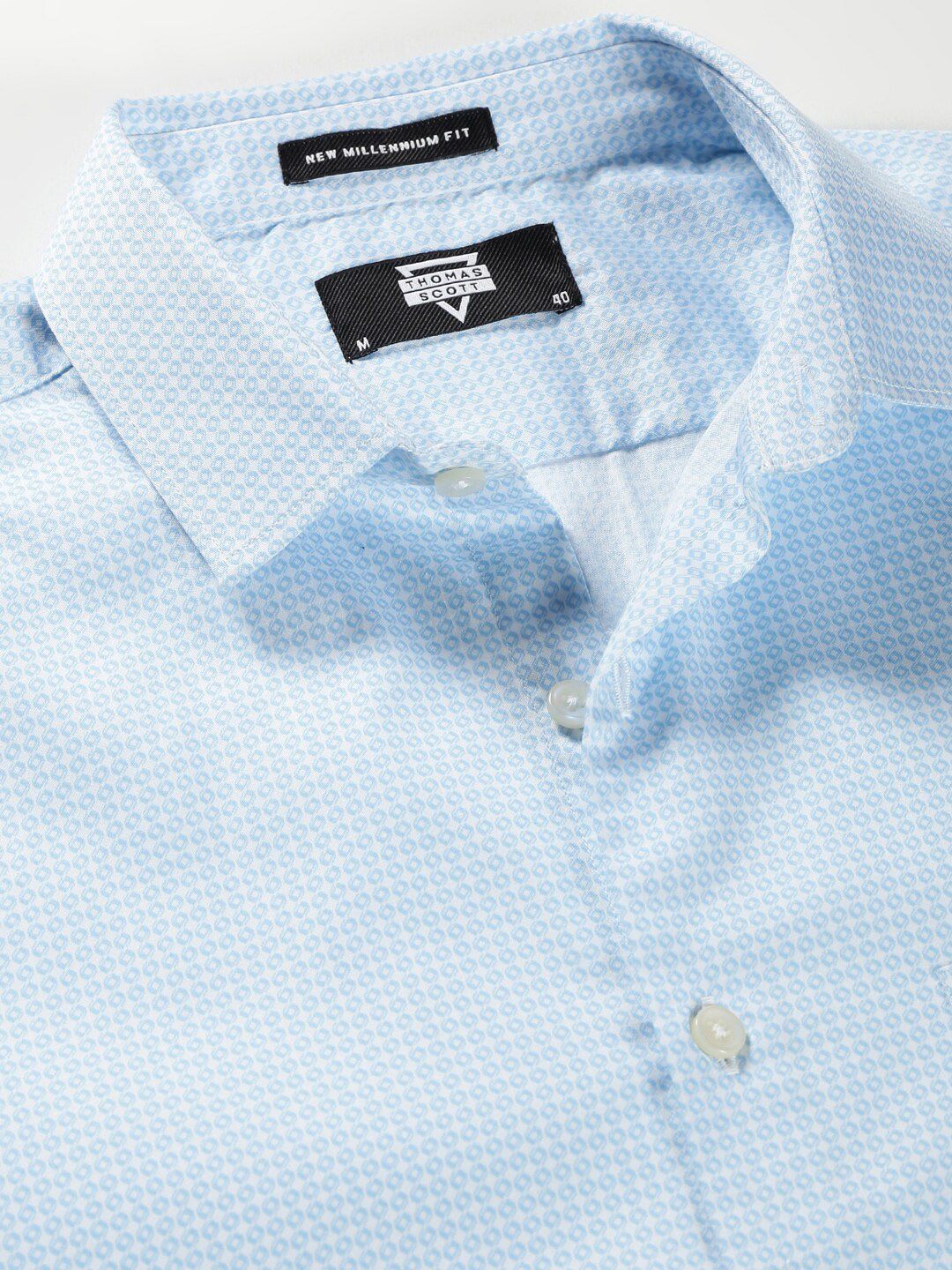 Thomas Scott Classic Slim Fit Micro Ditsy Printed Pure Cotton Formal Shirt