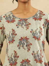 W Floral Printed Gotta Patti Cotton A-Line Kurta