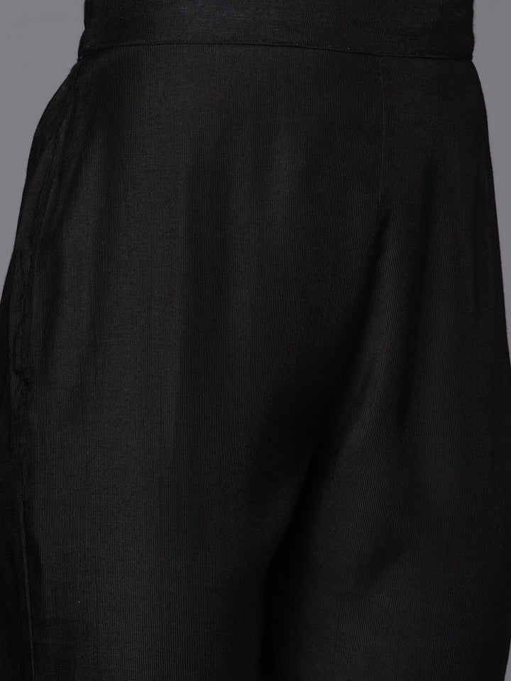 Indo Era Women Black Floral Embroidered Beads Kurta with Trousers & Dupatta