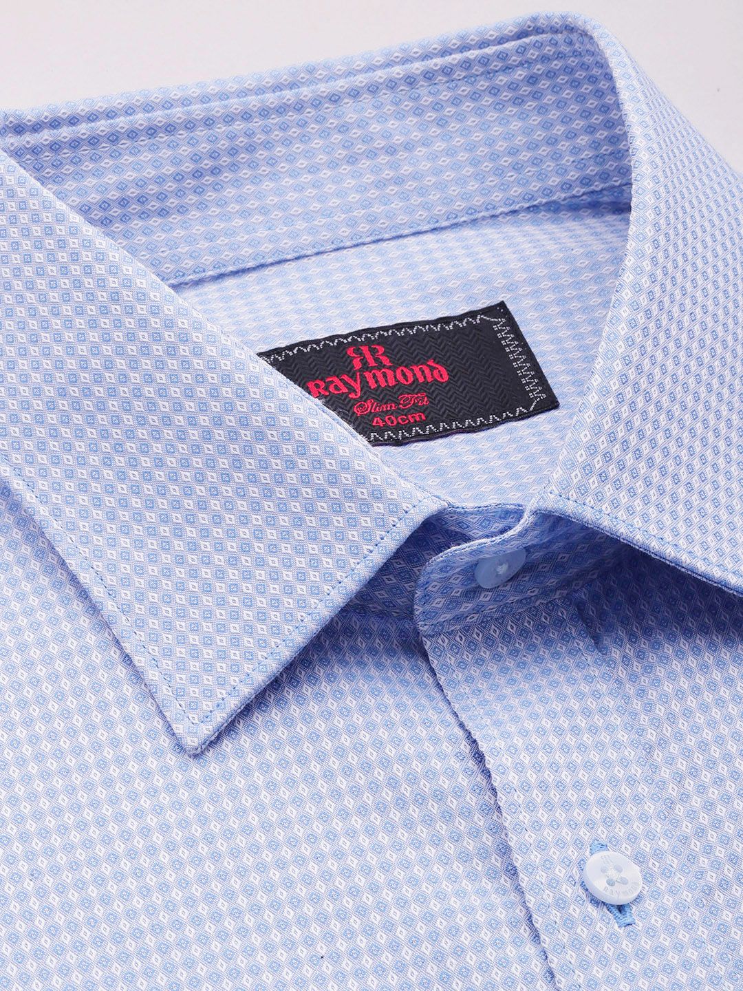 Raymond Pure Cotton Self-Design Geometric Slim Fit Formal Shirt