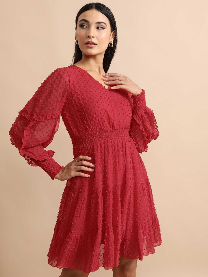 Tokyo Talkies Puff Sleeve Mini Fit & Flare Dress