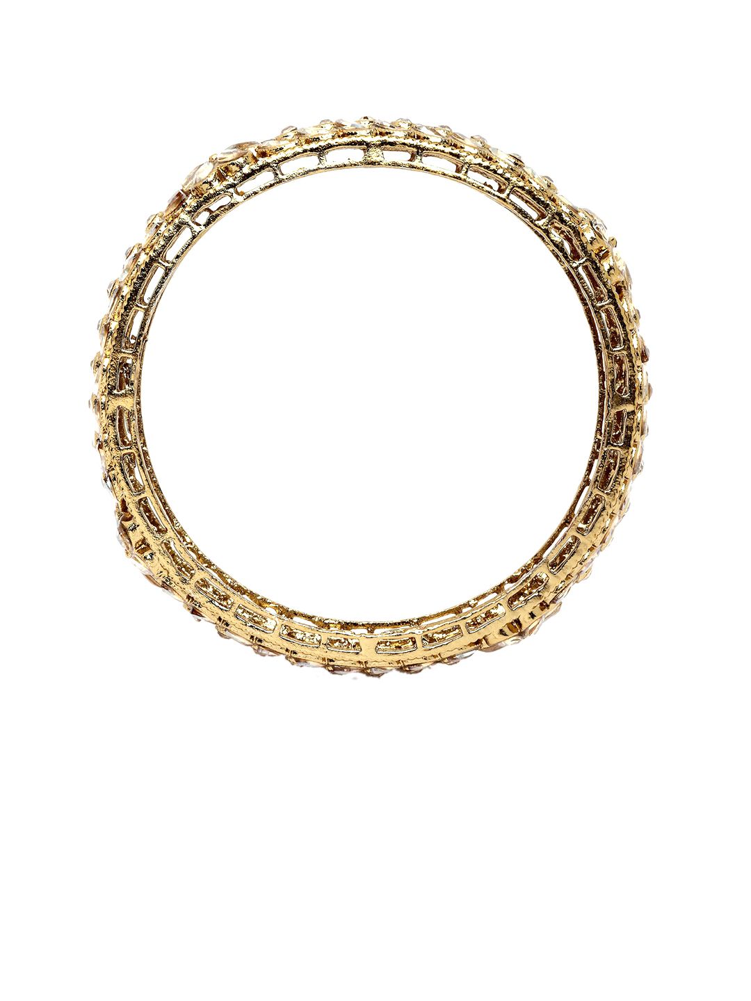 KARATCART Set Of 2 Gold-Plated Kundan Studded Bangles