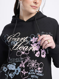 DressBerry Retro Glow Printed Hooded Sweatshirt