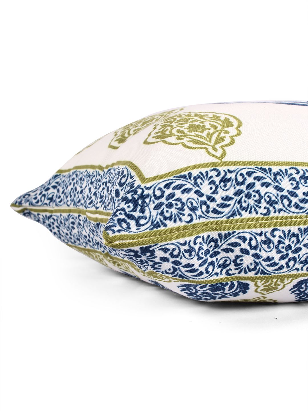 STITCHNEST White & Blue 5 Pieces Ethnic Motifs Square Cushion Covers