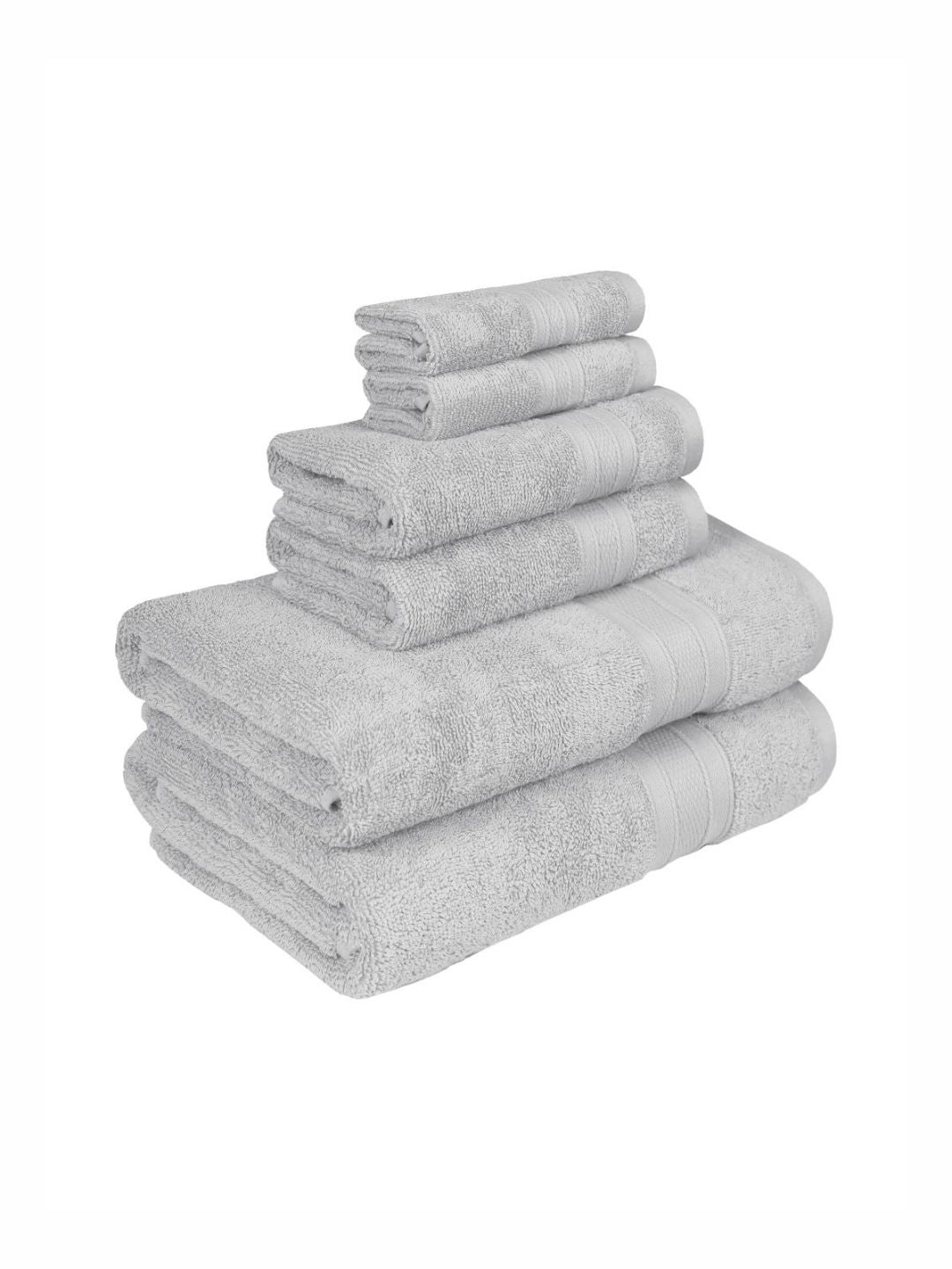 MYTRIDENT Soft Comfort Silver-Toned 6 Pieces Pure Cotton 500 GSM Towel Set