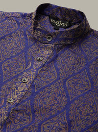 SOJANYA Motif Etnik Rekaan Tenunan Jacquard Silk Kurta Biasa Dengan Churidar