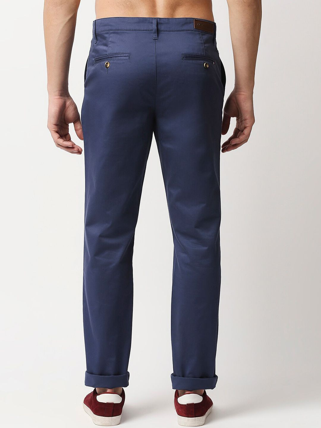 Thomas Scott Men Blue Easy Wash Smart New Millennium Fit Regular Chinos Trousers