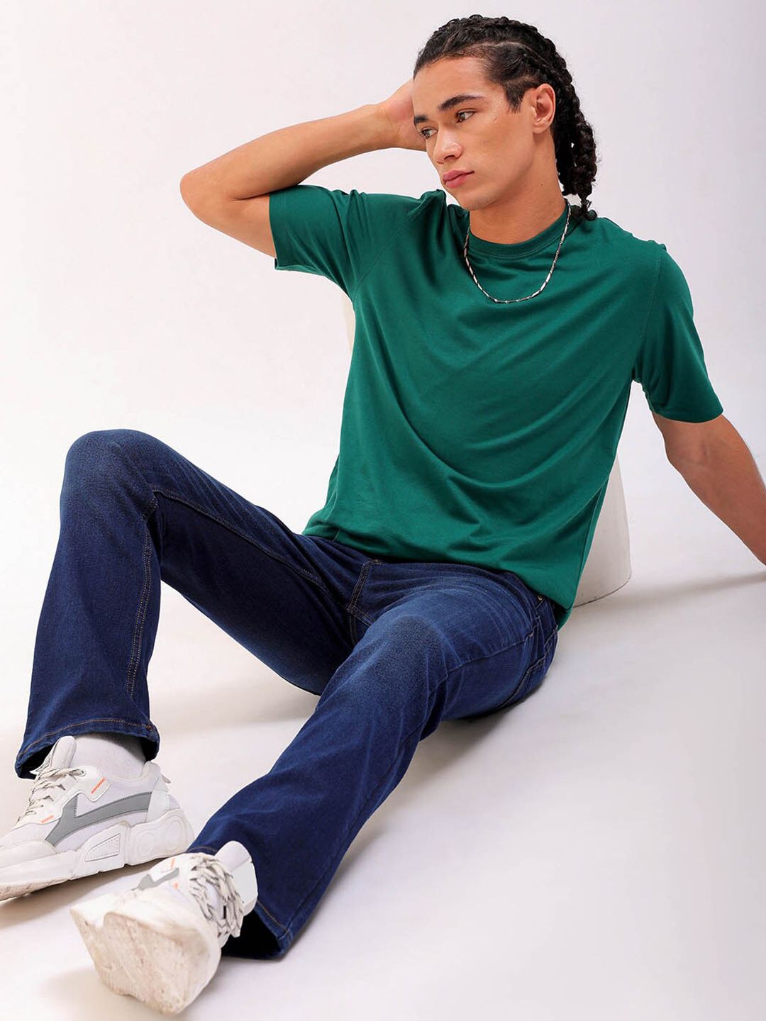 The Indian Garage Co Round Neck Short Sleeves Cotton Slim Fit T-shirt