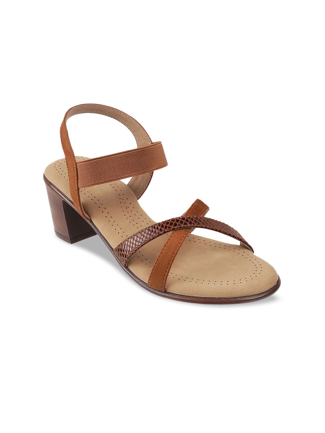 Metro Brown Block Sandals Heels