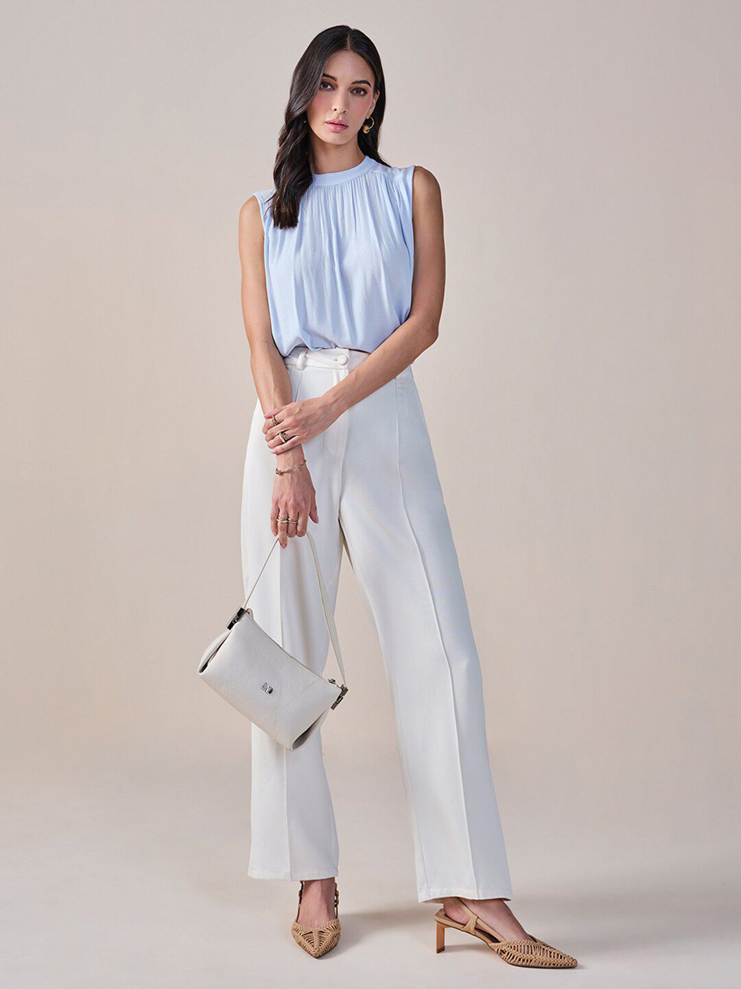 AND Round Neck Sleeveless Styled Back Top