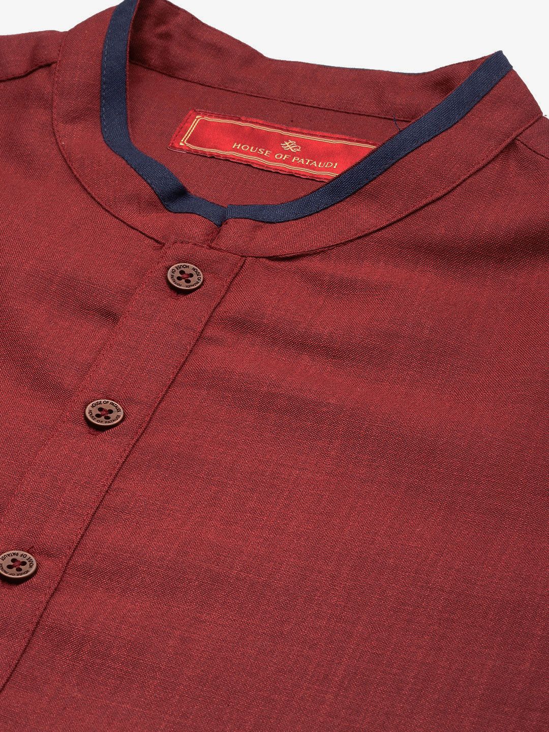 House of Pataudi Mandarin Collar Jashn Kurta with Trousers