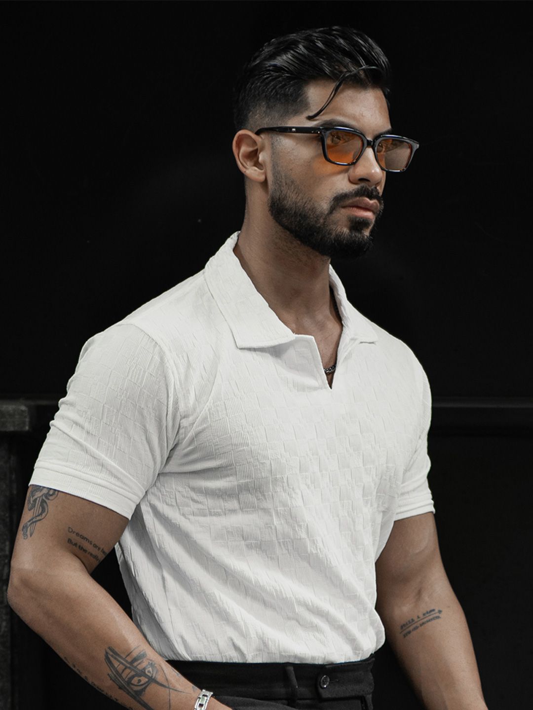 Powerlook Men Self Design Polo Collar T-Shirt
