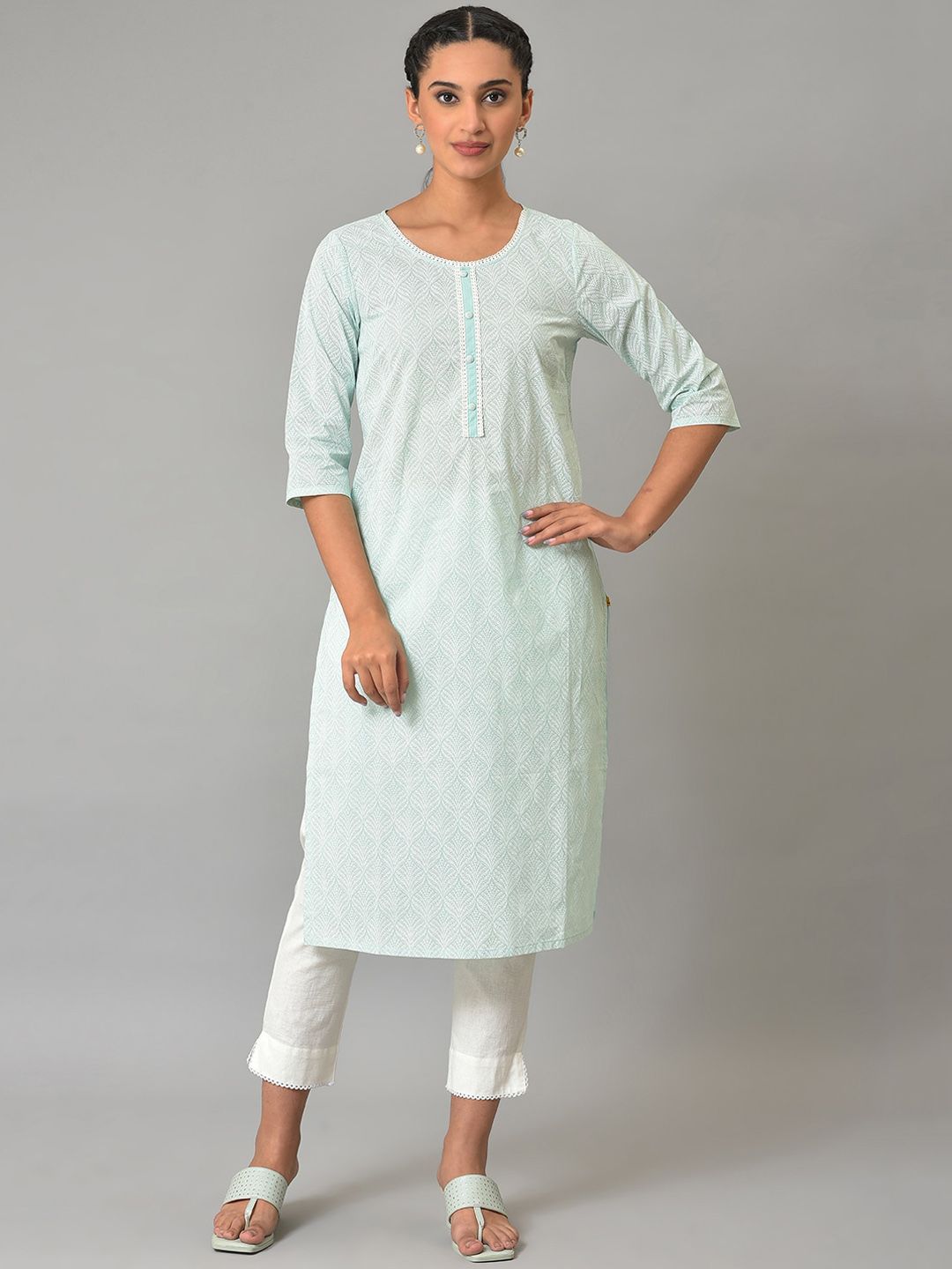 AURELIA Printed Pure Cotton Straight Kurta