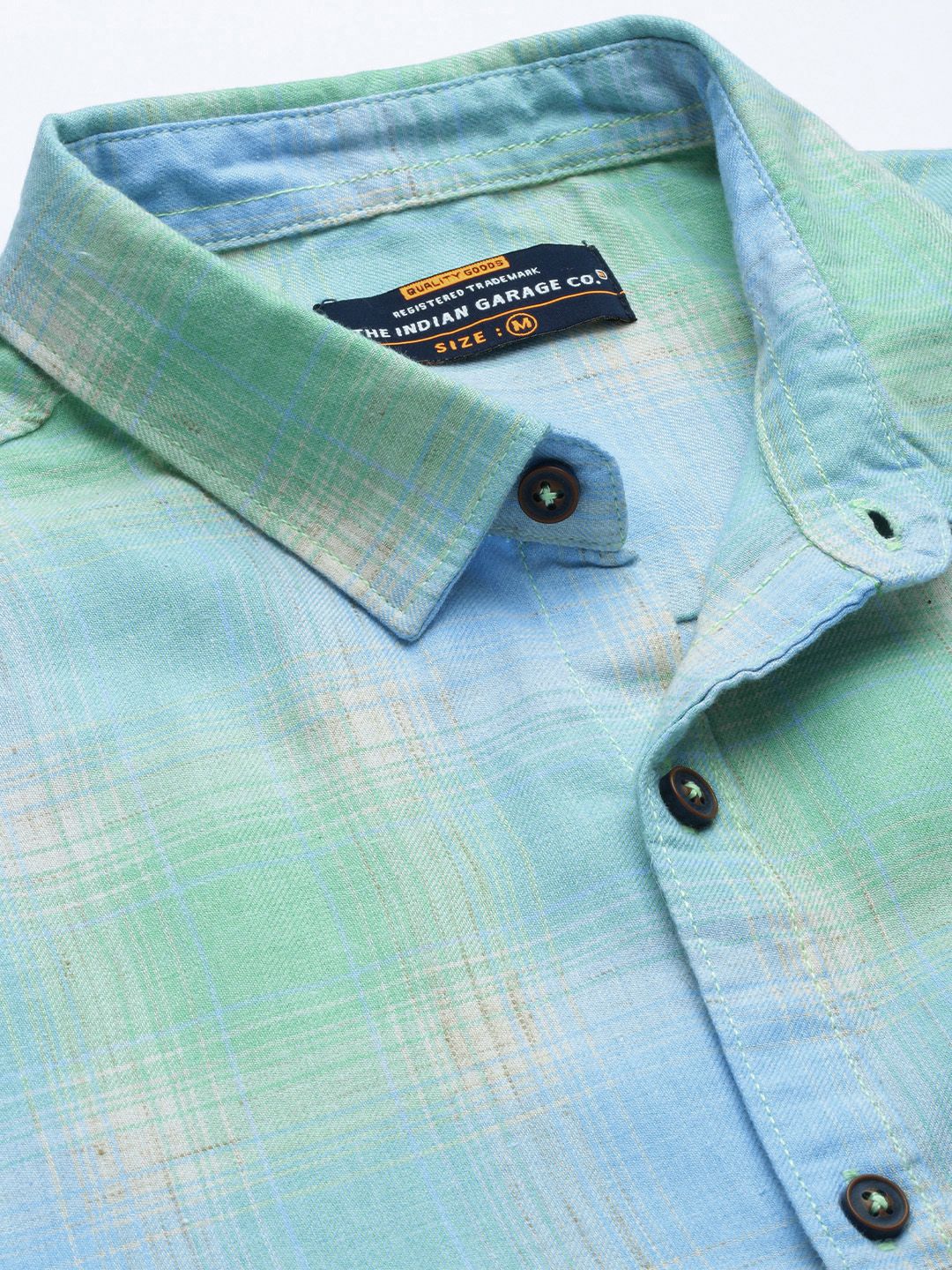 The Indian Garage Co Men Blue Checked Casual Shirt