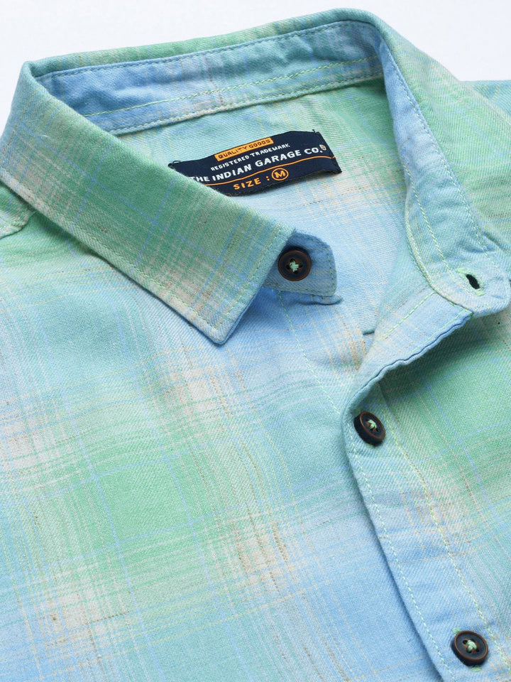 The Indian Garage Co Men Blue Checked Casual Shirt
