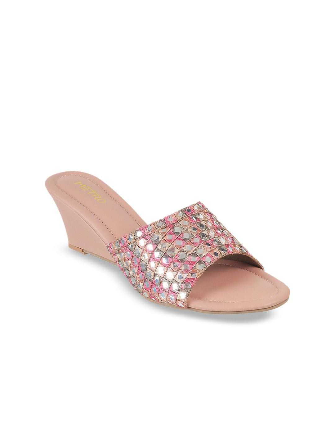 Metro Embellished Open Toe Wedges