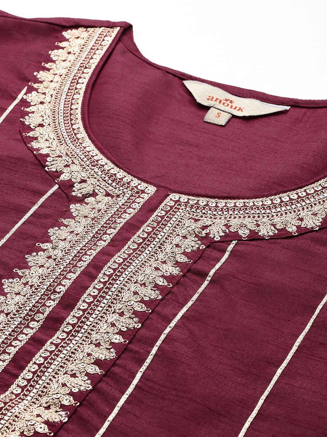 Anouk Women Embroidered Zari Kurta with Sharara & Dupatta