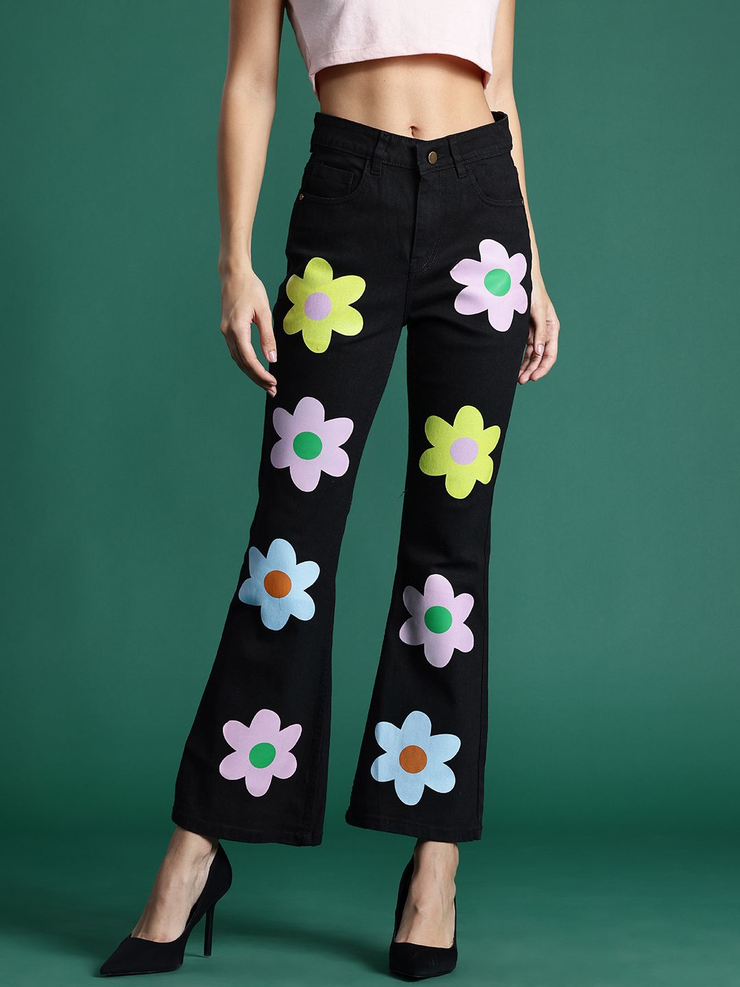DressBerry Women Flared Printed Stretchable Jeans