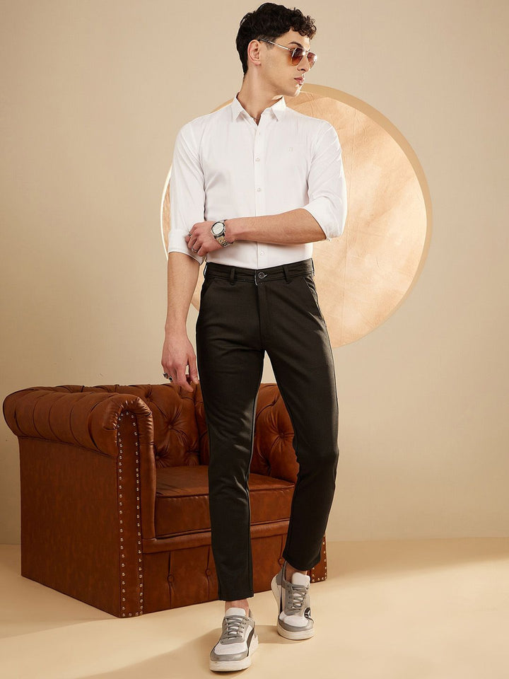 DENNISON Men Smart Tapered Fit Easy Wash 4-Way Lycra Trouser