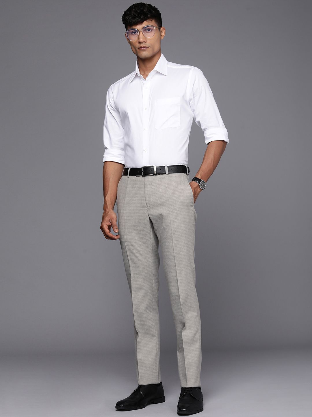 Raymond Men Checked Slim Fit Formal Trousers