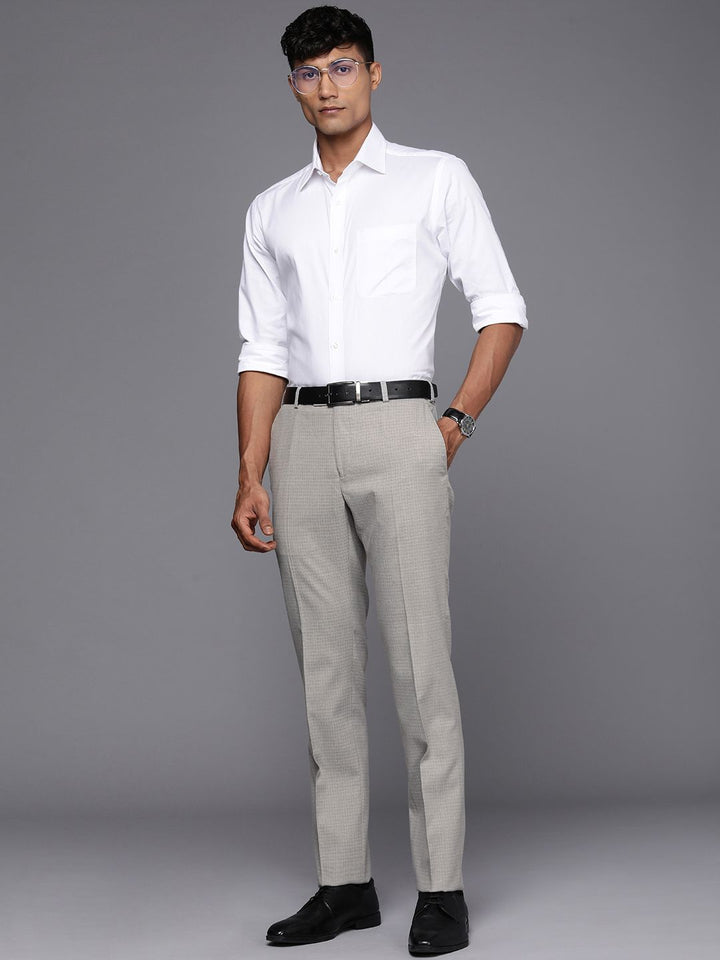 Raymond Men Checked Slim Fit Formal Trousers