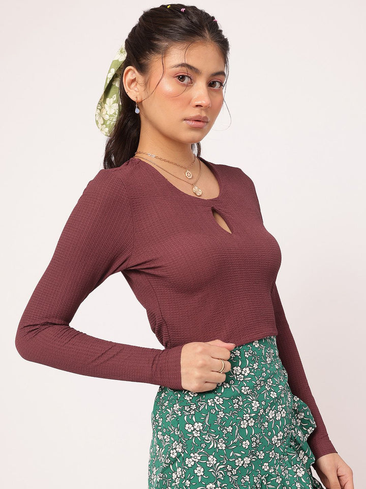 DressBerry Sweet & Sassy Textured Fitted Top