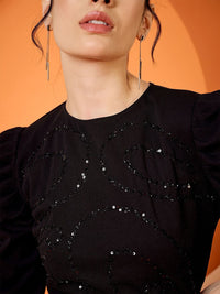 Antheaa Woven Embellished Sheath Dress