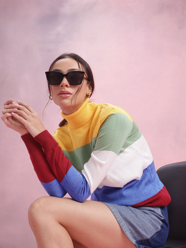 DressBerry Striped Colourblocked Pullover